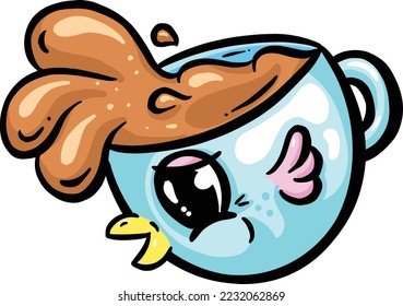 Cute Childs Coffee Cup Design Illustration in the Shape of a Chicken Bird