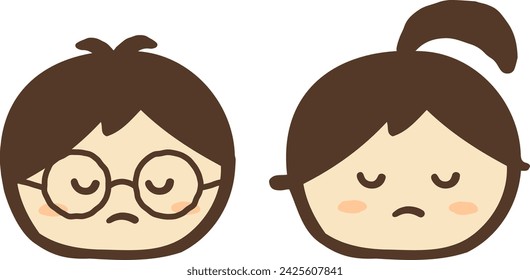 Conjunto de materiales de ilustración de personaje dibujado a mano de la cara del niño lindo