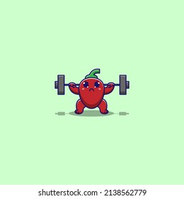 cute chili doing weight training