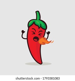 Cute chili mascot design illustration 