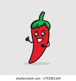 Cute chili mascot design illustration 