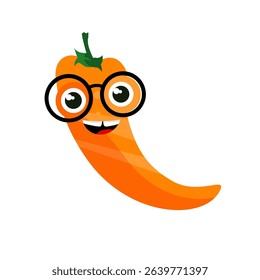 Cute chili pepper in kawaii style - vector illustration