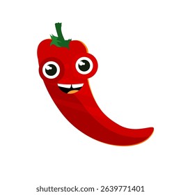 Cute chili pepper in kawaii style - vector illustration