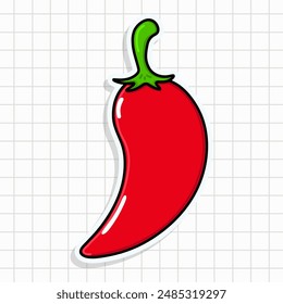 Cute Chili pepper sticker character. Vector hand drawn cartoon kawaii character illustration icon. Fun Chili pepper sticker character concept