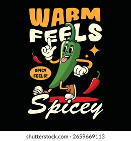 Chilli bonito pimenta vegetal 70s personagens de quadrinhos retro