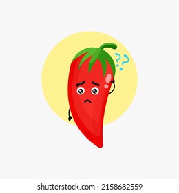 Cute Chilli Character Confused Vector Illustration