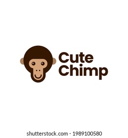 süßes Chimp-Kopf-Affe-Logo, Vektorsymbol