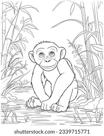 cute chimpanzee coloring pages for kids