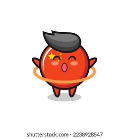 cute china flag badge cartoon is playing hula hoop , cute style design for t shirt, sticker, logo element