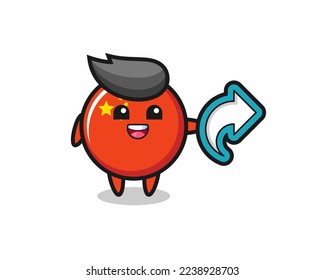 cute china flag badge hold social media share symbol , cute style design for t shirt, sticker, logo element