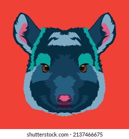 Cute Chincila face vector illustration in decorative style, perfect for kids tshirt design and mascot logo