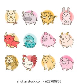 Cute Chines Zodiac Vector Cartoon