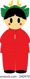Cute Chinese boy cartoon , Happy Lunar new year