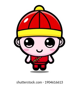 Cute Chinese Boy Vector Design Concept