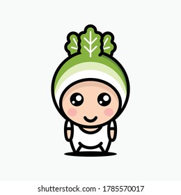 Cute Chinakohl Mascot Vektor Design