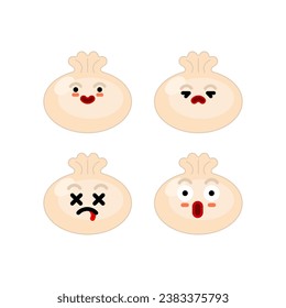 Cute chinese dumpling set. Vector illustration