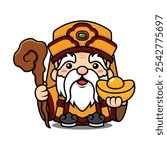 Cute Chinese Earth Deity Cartoon Character