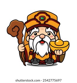 Cute Chinese Earth Deity Cartoon Character