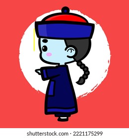 Cute Chinese ghost. Fit for mascot, children's book, icon, t-shirt design, etc.