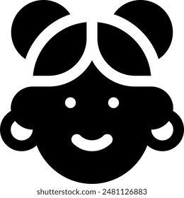 Nettes chinesisches Mädchen Solid Icon Illustration