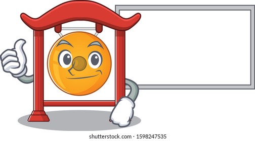 cute chinese gong Scroll cartoon character Thumbs up with board
