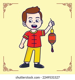 Cute Chinese Kids vector lunar new year
