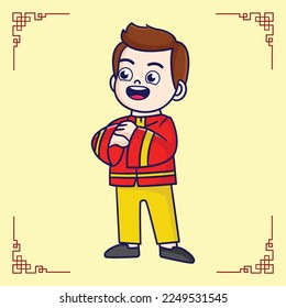 Cute Chinese Kids vector lunar new year