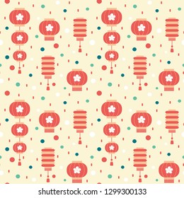 cute chinese lanterns seamless vector pattern background illustration