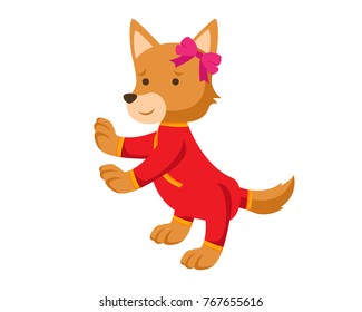 Cute Chinese New Year 2018, Female Dog Character Illustration 