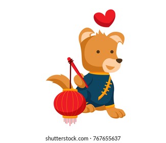 Cute Chinese New Year 2018, Male Dog Character Illustration 