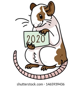 Cute chinese new year 2020 rat vector illustration. Pet rodent clipart. 