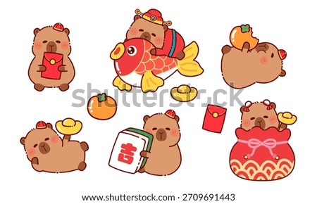 Cute Chinese New Year Capybara sticker set
