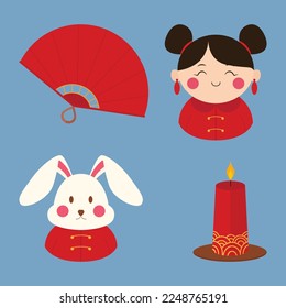 Cute Chinese New Year simple vector icon 