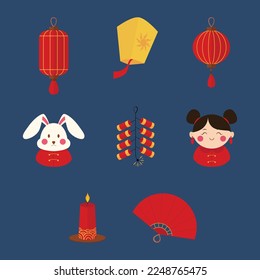 Cute Chinese New Year simple vector icon 