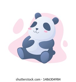 Cute chinese panda doll. childish vector design illustration like a watercolor. funny animal character for children with pastel color