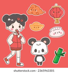 cute chinese theme ,girl vector