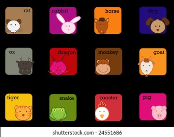 cute chinese vector astrology