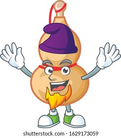 Cute chinese wine bottle mascot cartoon dressed as an Elf