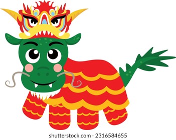Cute chinese zodiac dragon wearing dragon costume
