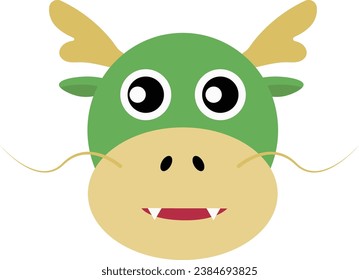 Cute chinese zodiac green dragon face