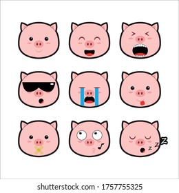 cute chinese zodiac pig expression vector pack