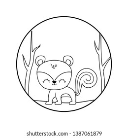cute chipmunk animal in forest scene