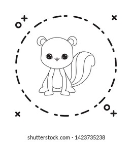 cute chipmunk animal with frame circular