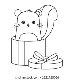 cute chipmunk animal in gift box vector illustration design
