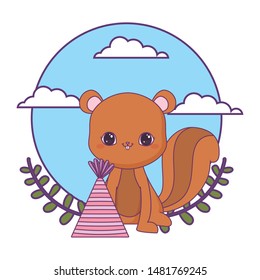 cute chipmunk animal with hat party