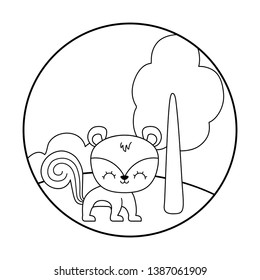 cute chipmunk animal in landscape