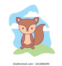 cute chipmunk animal in landscape natural isolated icon