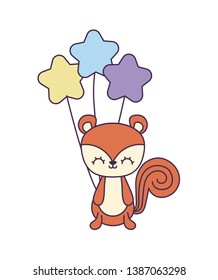 cute chipmunk with balloons helium