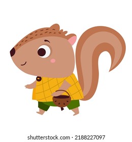 Cute chipmunk. Caricatura de ardilla forestal para niños y niñas. Imágenes prediseñadas de vectores