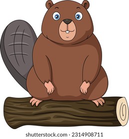 Cute chipmunk cartoon on wooden